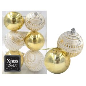 Μπάλες Ανάγλυφες Αντικέ μιξ με Χρυσές πακ=6τεμ φ8 ø8cm Xmasfest 1133587