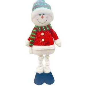 Χριστουγεννιάτικη λούτρινη κούκλα Χιονάνθρωπος με πτυσσόμενα πόδια - MY93102B - 501432