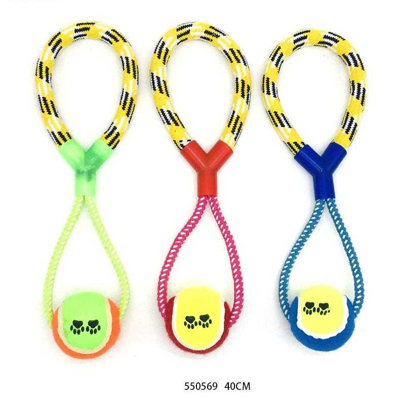 Παιχνίδι σκύλου σχοινί με μπάλα - 40cm - 12pcs - 550569 - Image 2