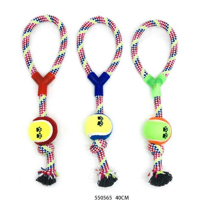 Παιχνίδι σκύλου σχοινί με μπάλα - 40cm - 12pcs - 550565 - Image 2