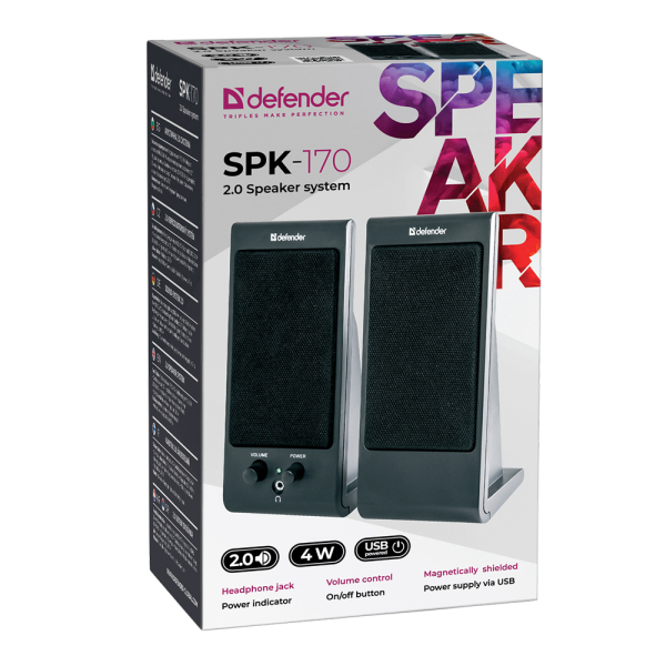 DEFENDER SPK-170 SPEAKERS 2.0 4W black - Image 2
