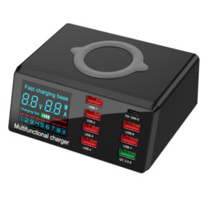 POWER STATION 8 PORT USB + QC3 + WIRELESS with LCD, 100W