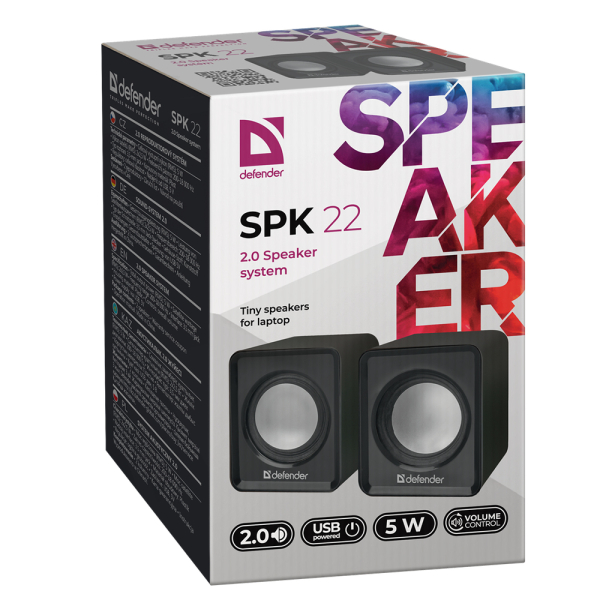 DEFENDER SPK-22 SPEAKERS 2.0 5W black - Image 2