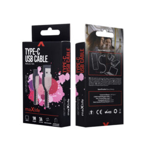 MAXLIFE USB TO TYPE C DATA CABLE 1m 3A pink