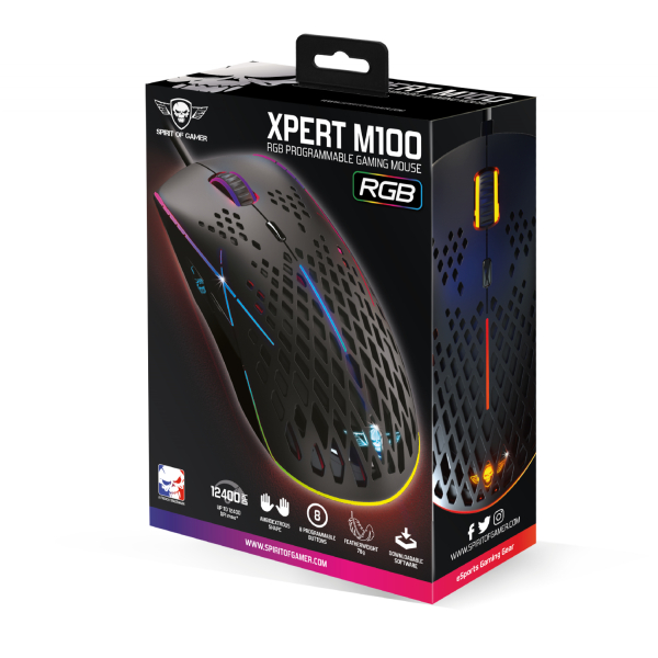 SOG XPERT M100 WIRED GAMING MOUSE DPI 12400 RGB - Image 2