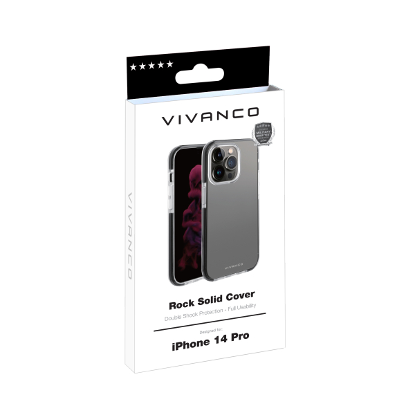 VIVANCO ROCK SOLID CASE IPHONE 14 PRO black transparent backcover - Image 2