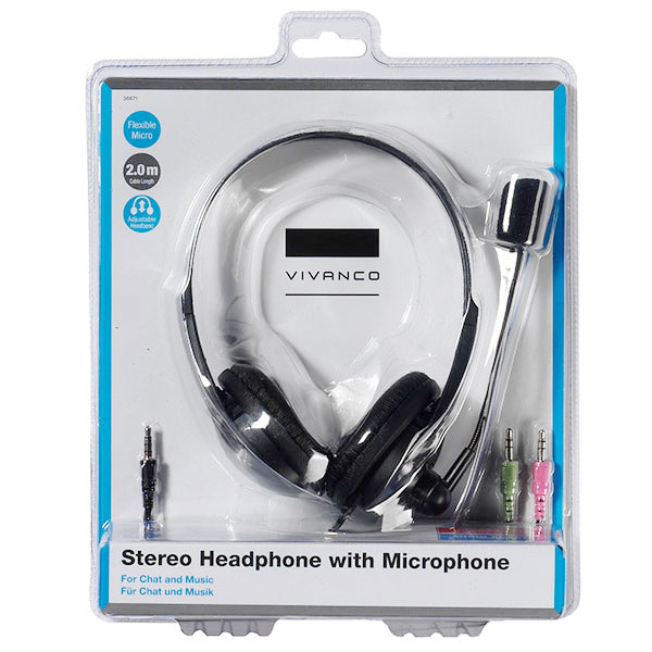 VIVANCO STEREO HEADPHONES PC 3.5mm WITH MIC - Image 3