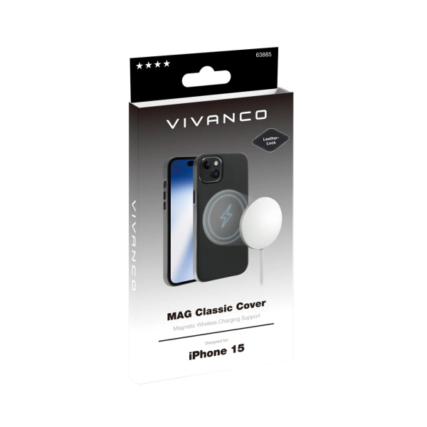 VIVANCO MAG CLASSIC COVER IPHONE 15 black backcover - Image 2