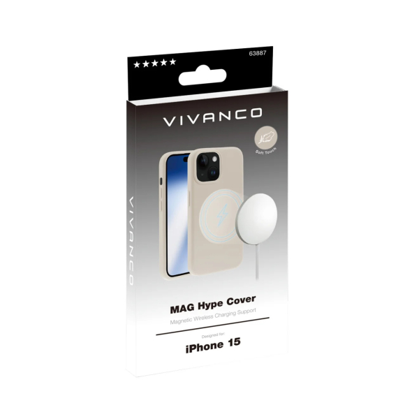 VIVANCO MAG HYPE COVER IPHONE 15 beige backcover - Image 2