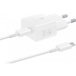 ORIGINAL SAMSUNG FAST TRAVEL CHARGER 25W 3A PD + DATA CABLE TYPE C to TYPE C white