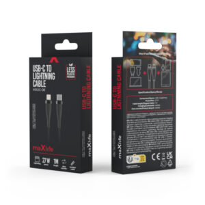 MAXLIFE TYPE C TO LIGHTNING NYLON DATA CABLE 27W 1m black