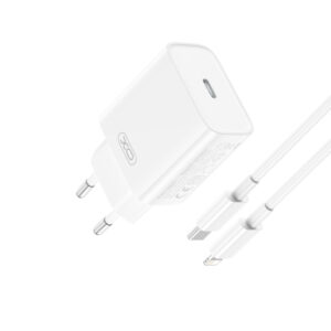 XO TRAVEL CHARGER CE15 PD 20W+ DATA CABLE TYPE C TO LIGHTNING white