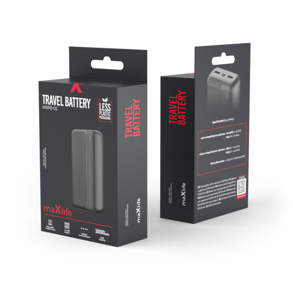 MAXLIFE POWERBANK UNIVERSAL 30000 mAh BLACK - Image 2