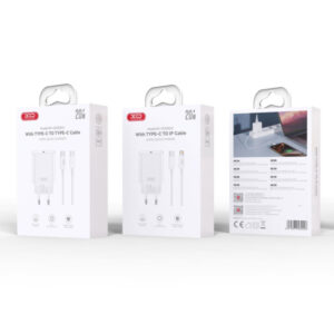 XO TRAVEL CHARGER CE33 QC PD 20W + DATA CABLE TYPE C TO TYPE C white