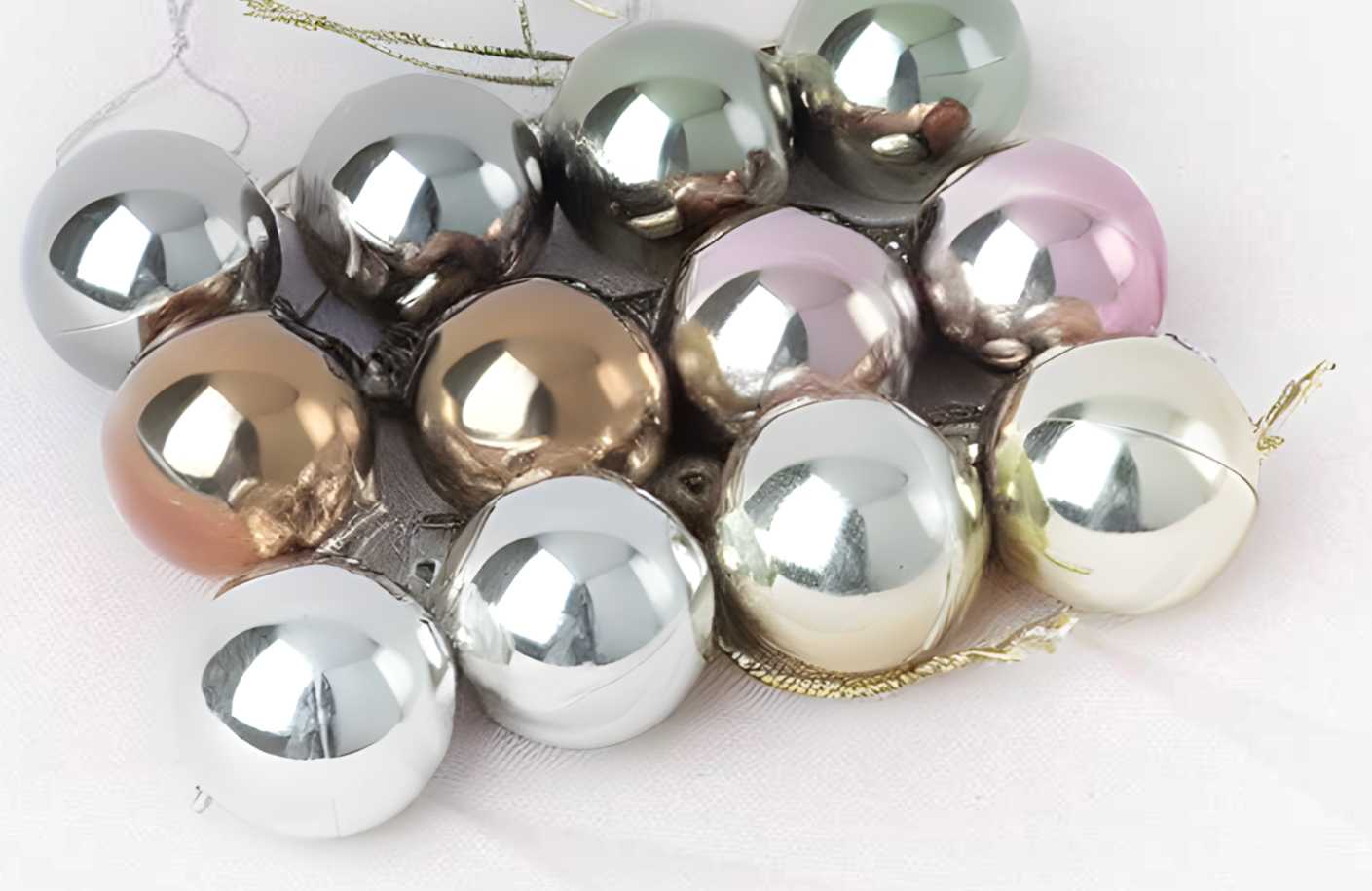 Σετ Χριστουγεννιάτικες μπάλες - 8cm - 12pcs - 326048 - Silver - Image 2