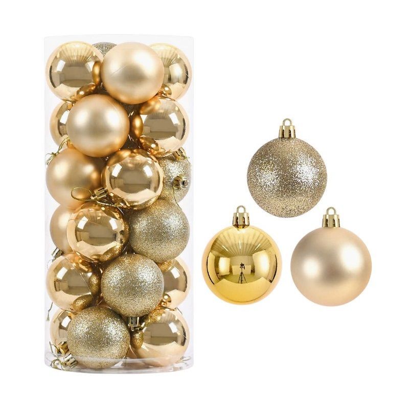Σετ Χριστουγεννιάτικες μπάλες - 8cm - 24pcs - 326109 - Gold