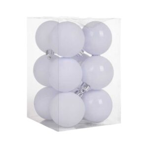 Σετ Χριστουγεννιάτικες μπάλες - 8cm - 12pcs - 326062 - White