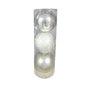 Σετ Χριστουγεννιάτικες μπάλες - 12cm - 3pcs - 326123 - White