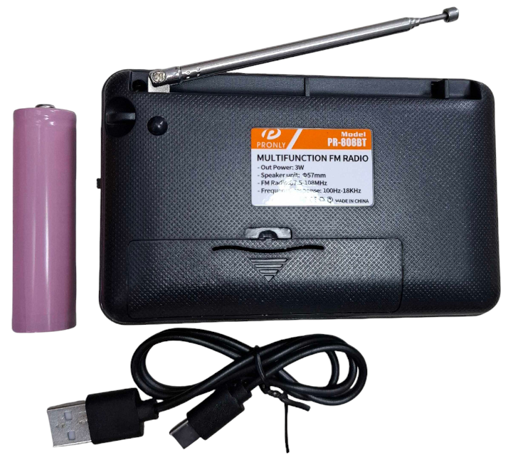 Επαναφορτιζόμενο ραδιόφωνο με Bluetooth - PR-808BT - 241335 - Grey - Image 3