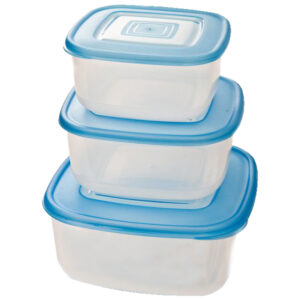 Σετ 3 πλαστικά τετράγωνα φαγητοδοχεία 750ml, 1,2lt & 2lt