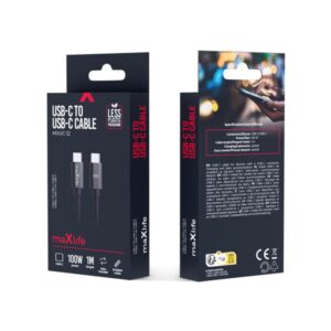 MAXLIFE TYPE C TO TYPE C DATA CABLE 100W 1m black
