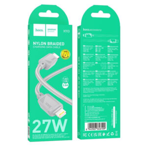 HOCO TYPE C TO LIGHTNING DATA CABLE 1m 27W X113 grey