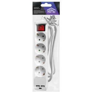 Πολύπριζο 4θέσεων + 2usb + 1type C με Κουμπί 1,5m (3x1.5mm2) Homie 322098