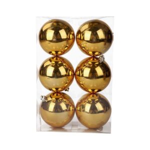 Σετ Χριστουγεννιάτικες μπάλες - 10cm - 6pcs - 326024 - Gold