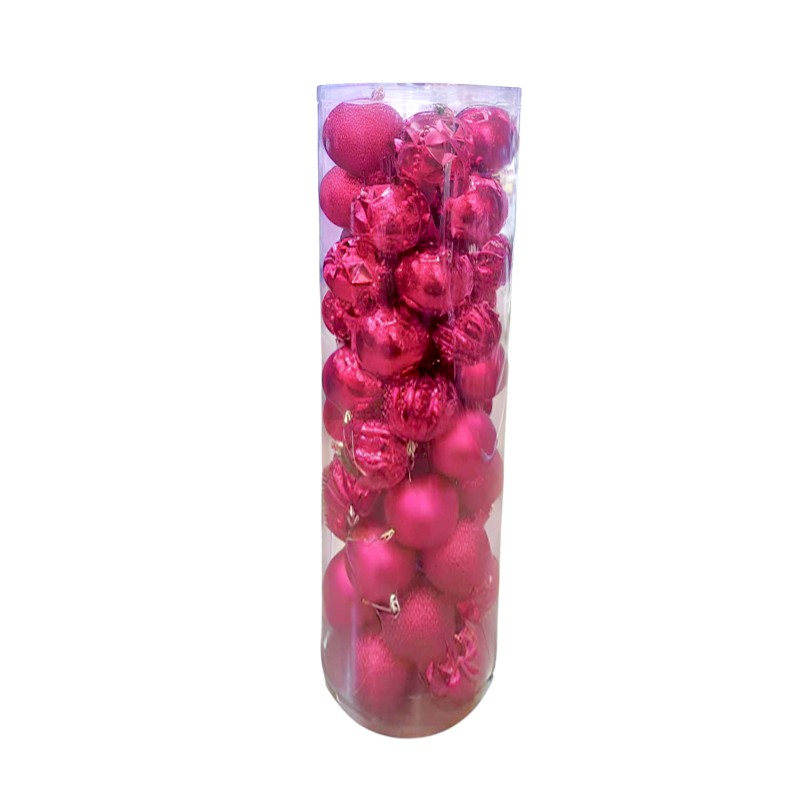 Σετ Χριστουγεννιάτικες μπάλες - 8cm - 50pcs - 326116 - Pink