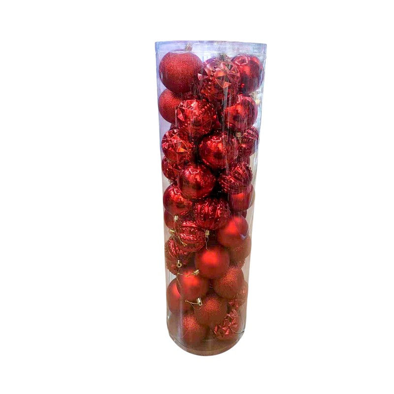 Σετ Χριστουγεννιάτικες μπάλες - 8cm - 50pcs - 326116 - Red