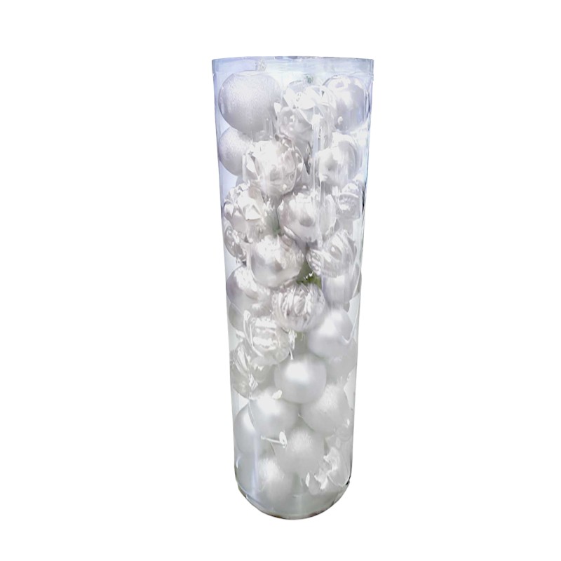 Σετ Χριστουγεννιάτικες μπάλες - 8cm - 50pcs - 326116 - White