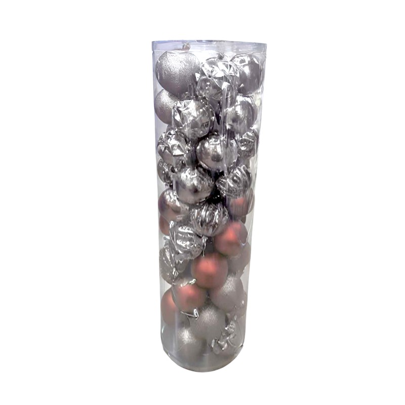 Σετ Χριστουγεννιάτικες μπάλες - 8cm - 50pcs - 326116 - Silver