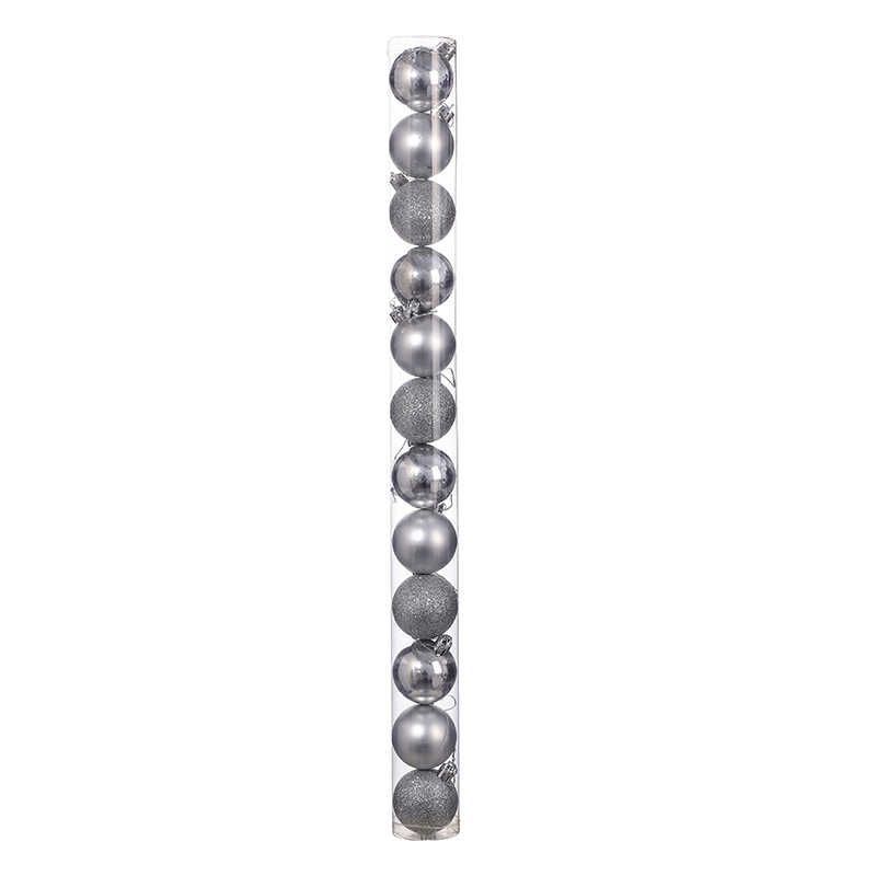 Σετ Χριστουγεννιάτικες μπάλες - 8cm - 12pcs - 326055 - Silver - Image 2