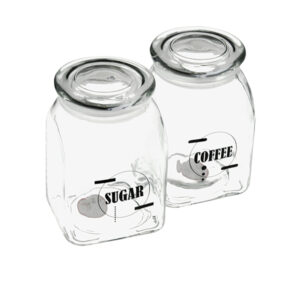 Βαζάκι γυάλινο με σχέδιο για καφέ - ζάχαρη 900ml