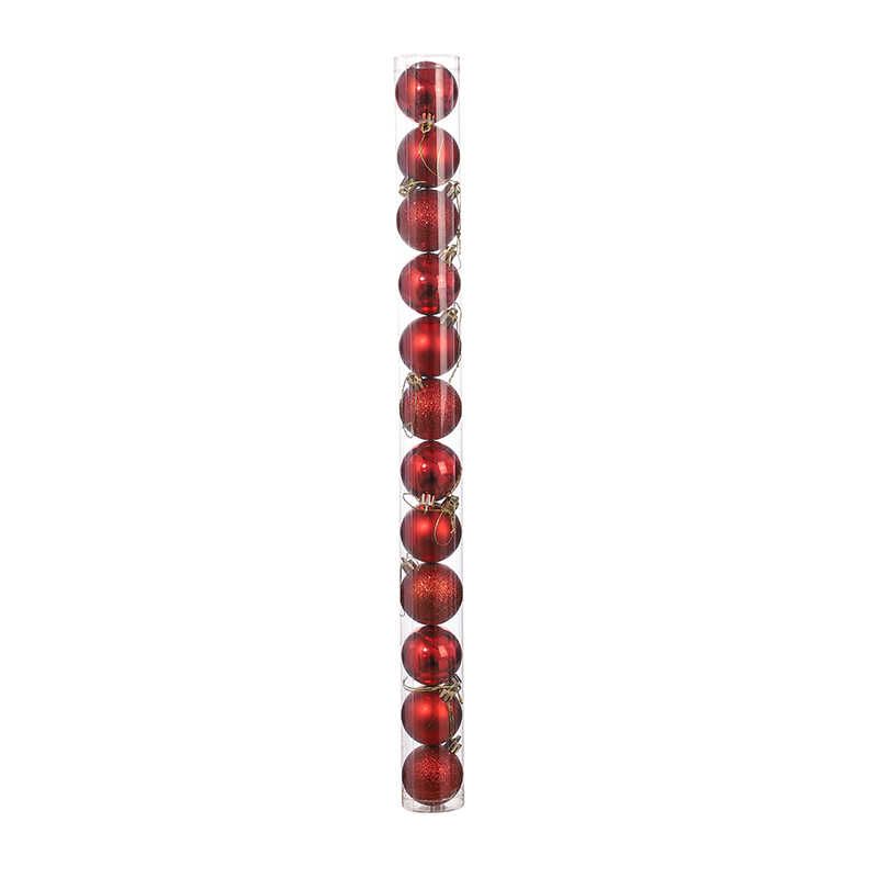 Σετ Χριστουγεννιάτικες μπάλες - 8cm - 12pcs - 326055 - Red - Image 2