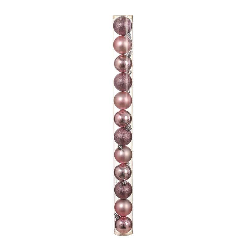 Σετ Χριστουγεννιάτικες μπάλες - 8cm - 12pcs - 326055 - Pink - Image 2