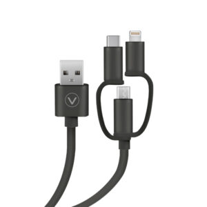 VIVANCO DATA CABLE USB  TO MICRO USB / TYPE C / LIGHTNING 0.75m black
