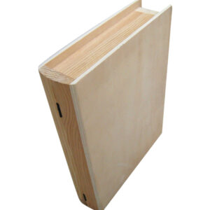 Αλουστράριστο ξύλινο κουτί σε σχήμα βιβλίου για decoupage