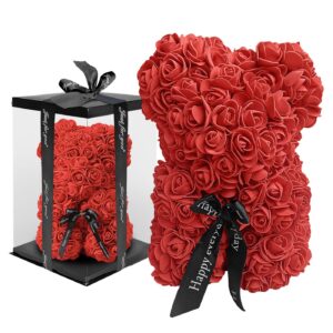 Αρκουδάκι Κόκκινο από Τεχνητά Τριαντάφυλλα σε Κουτί Αρκουδάκι=34cm Homie 423004