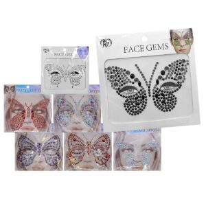 Αυτοκόλλητα Προσώπου Πεταλούδα Face Gems 17x17cm Carnavalista 232485