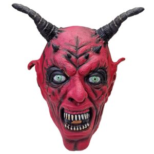 Μάσκα Latex Κόκκινο Τέρας με Κέρατα με Μαλλιά  Carnavalista 232544