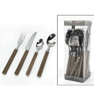 Σετ 24 ανοξείδωτα μαχαιροπήρουνα με γκρι λαβή